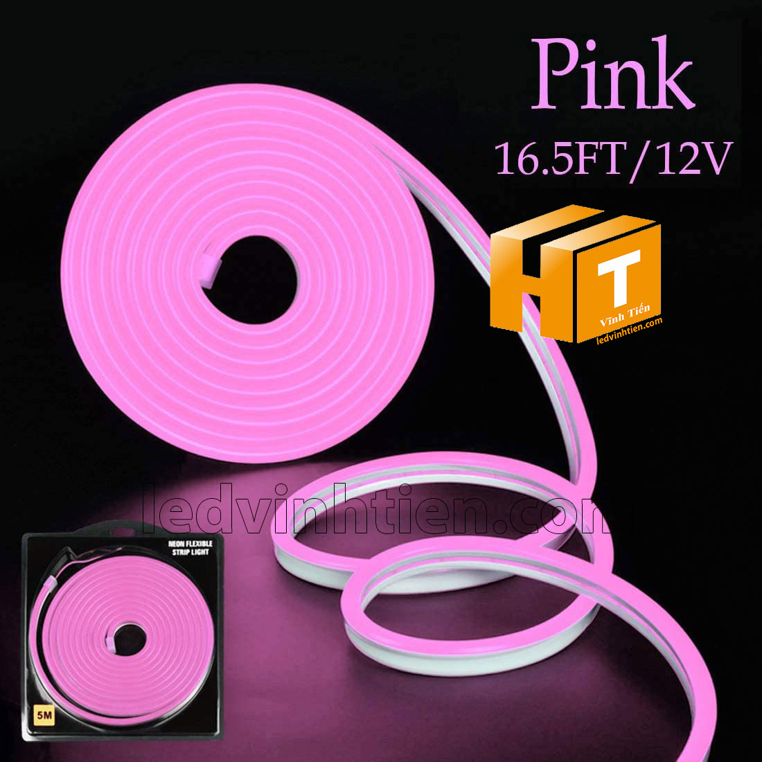 Dây đèn LED Neon viền mềm, đa năng, 12v, Đèn led ống Flex 12V chiều dài 5m, 50m, ánh sáng màu hồng, màu tím, Đèn led dây Flex Neon 12V uốn chữ cao cấp chất lượng giá tốt, Dùng chiếu sáng linh hoạt cho Gia Đình, Cửa Hàng, Quán Bar, KTV, Câu Lạc Bộ, Nhà Hàng, Siêu Thị, tủ kệ trưng bày, tủ quần áo, chử, biển hiệu, chạy viền chữ, Logo, Hộp Đèn, dùng chiếu sáng ngoài trời, sản phẩm loại tốt, giá rẻ, chất lượng, tiết kiệm điện, chính hãng ledvinhtien.com