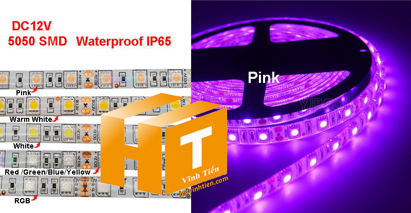 LEDVINHTIEN.COM,  ĐÈN LED DÂY DÁN 12V CHÍP LED SMD 5050 MÀU HỒNG, TÍM LOẠI TỐT, GIÁ RẺ, CHẤT LƯỢNG, CHÍNH HÃNG LEDVINHTIEN.COM, SIÊU SÁNG, DÙNG CHIẾU SÁNG NỘI THẤT, NGOÀI TRỜI, TRANG TRÍ TRẦN, HẮT TỦ KÍNH, KỆ, QUẦY BAR, KARAOKE, QUÁN CÀ PHÊN, NHÀ HÀNG, KHÁCH SẠN, HÌNH ẢNH CHỤP NHIỀU GÓC CẠNH CỦA SẢN PHẨM.