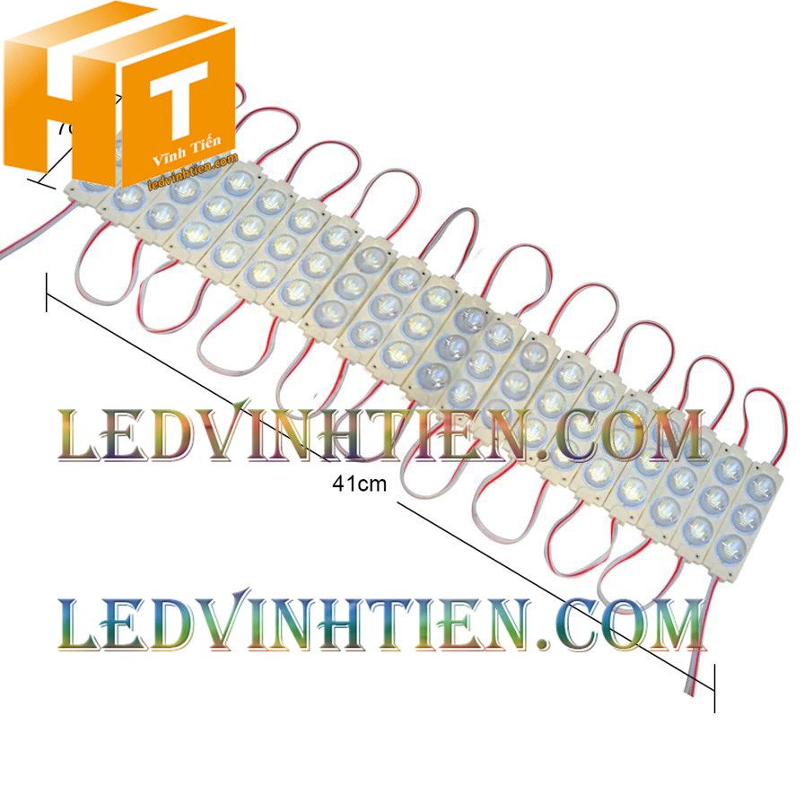 Led hắt, led module 3 bóng 3030 ánh sáng màu đỏ 3W dùng điện DC12v, giá rẻ, có thấu kính, ledvinhtien.com