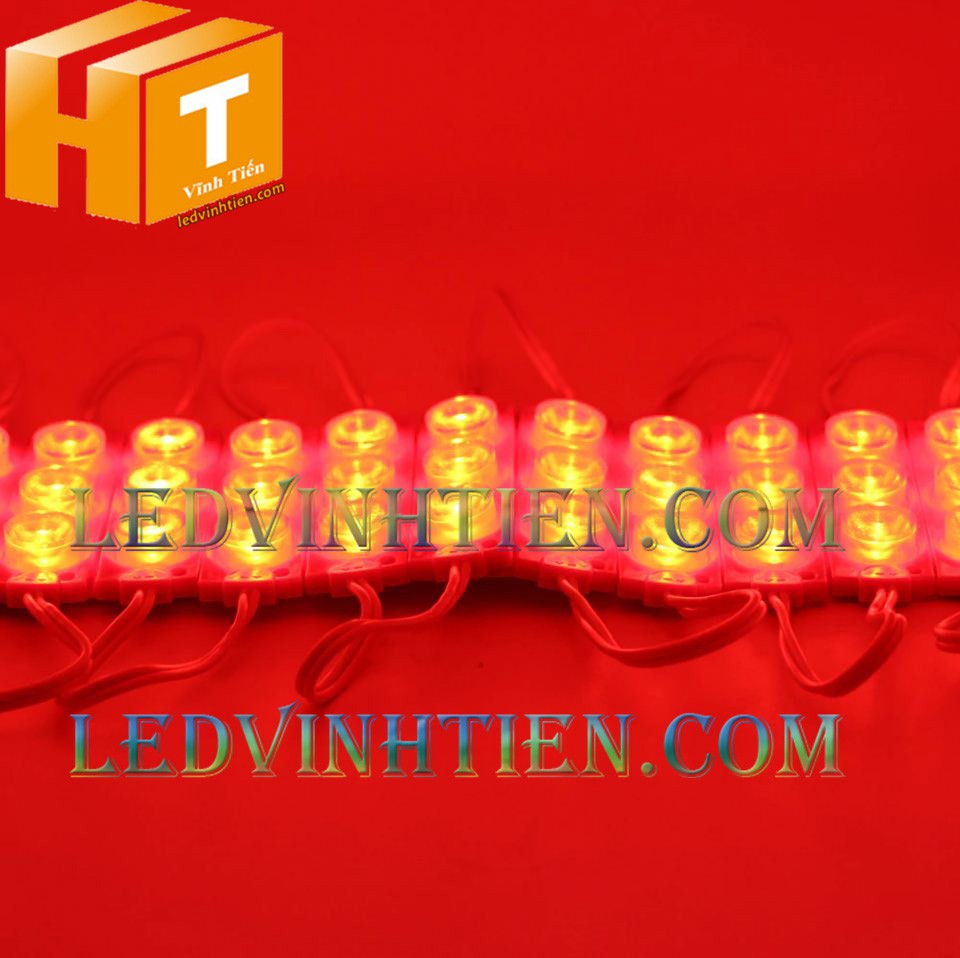 Led hắt, led module 3 bóng 3030 ánh sáng màu đỏ 3W dùng điện DC12v, giá rẻ, có thấu kính, ledvinhtien.com