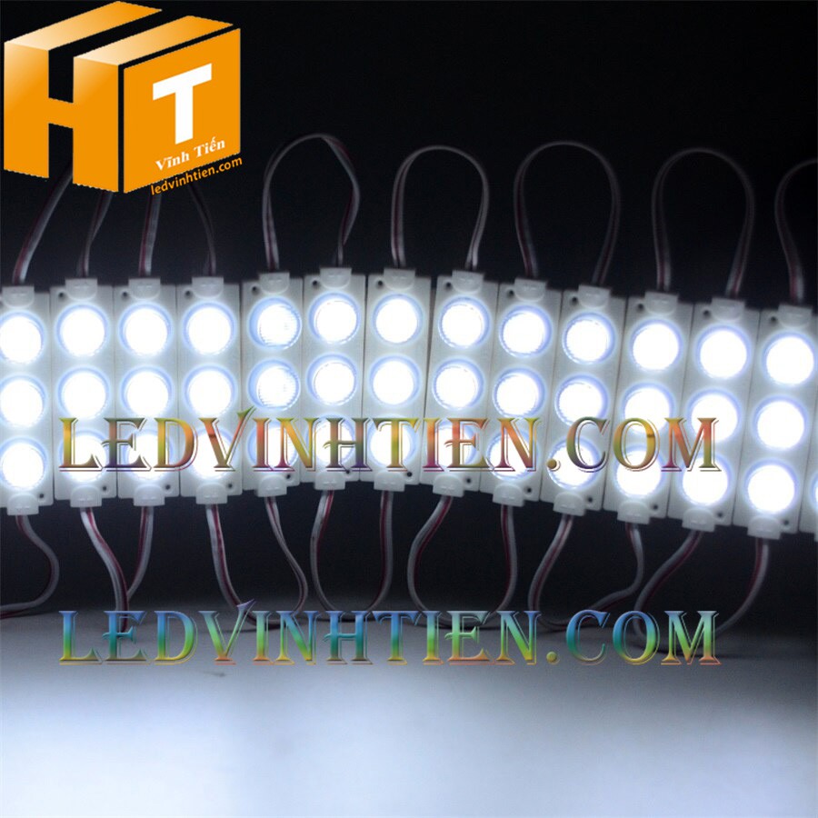 Led hắt, led module 3 bóng 3030 ánh sáng màu đỏ 3W dùng điện DC12v, giá rẻ, có thấu kính, ledvinhtien.com