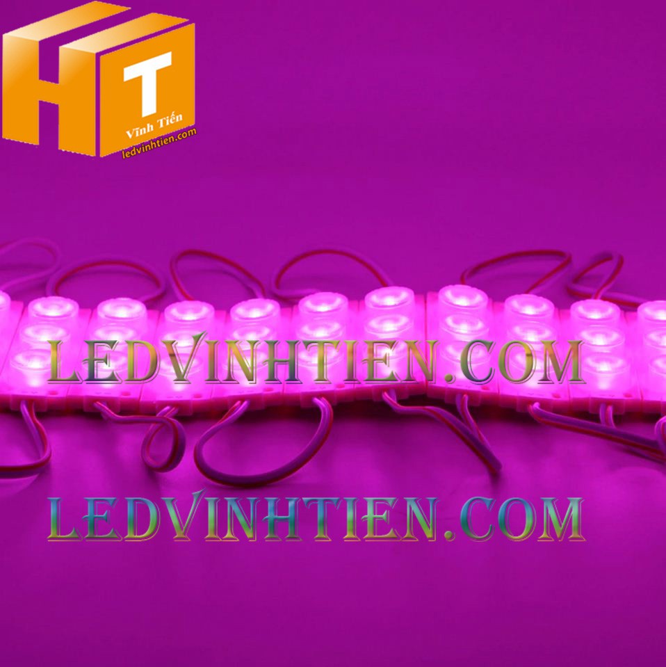 Led hắt, led module 3 bóng 3030 ánh sáng màu đỏ 3W dùng điện DC12v, giá rẻ, có thấu kính, ledvinhtien.com