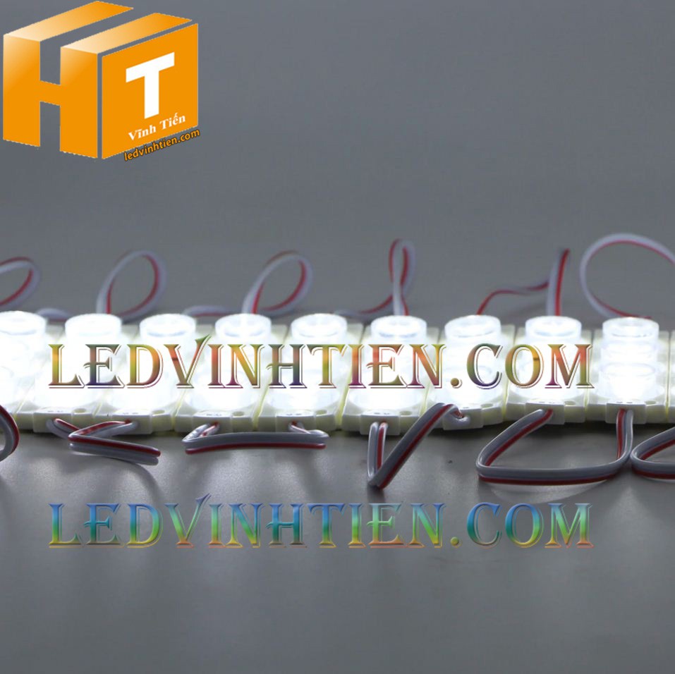 Led hắt, led module 3 bóng 3030 ánh sáng trắng 3W dùng điện DC12v, giá rẻ, có thấu kính, ledvinhtien.com