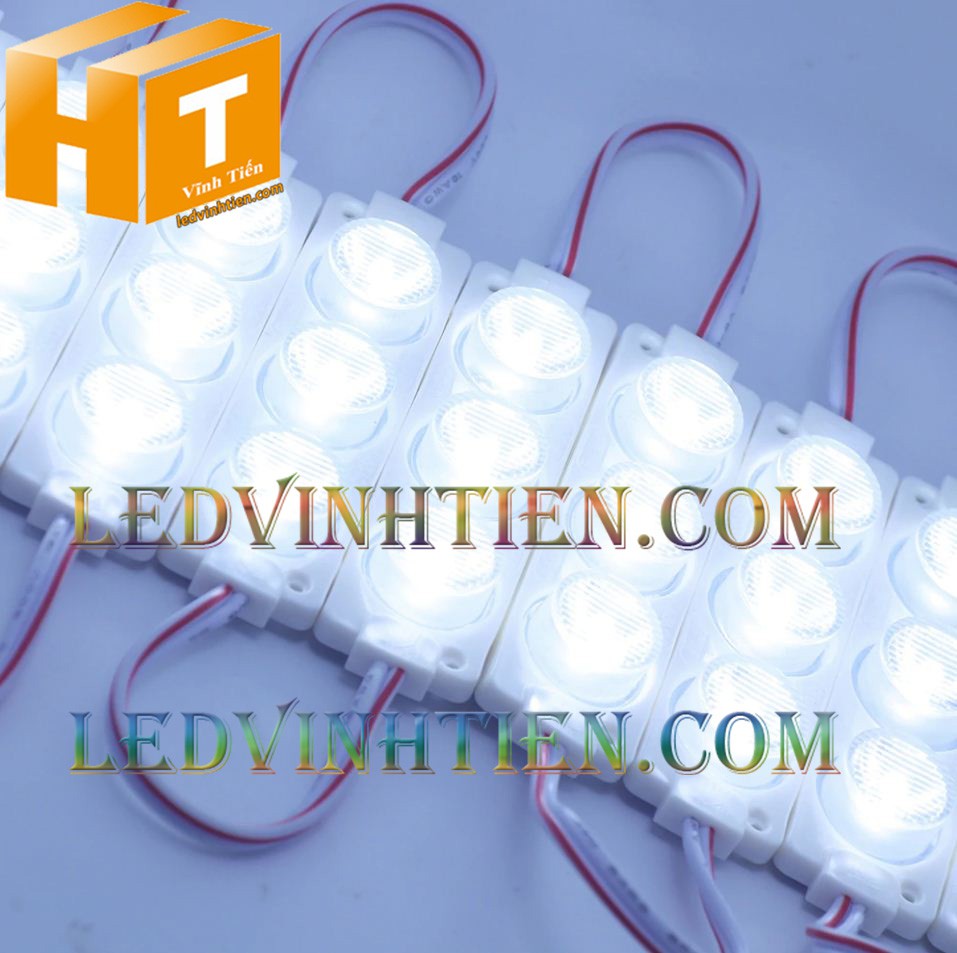 Led hắt, led module 3 bóng 3030 ánh sáng trắng 3W dùng điện DC12v, giá rẻ, có thấu kính, ledvinhtien.com