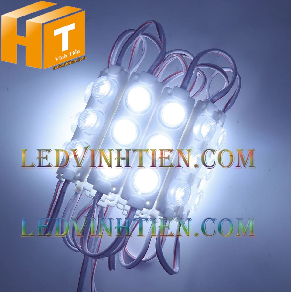 Led hắt, led module 3 bóng 3030 ánh sáng trắng 3W dùng điện DC12v, giá rẻ, có thấu kính, ledvinhtien.com