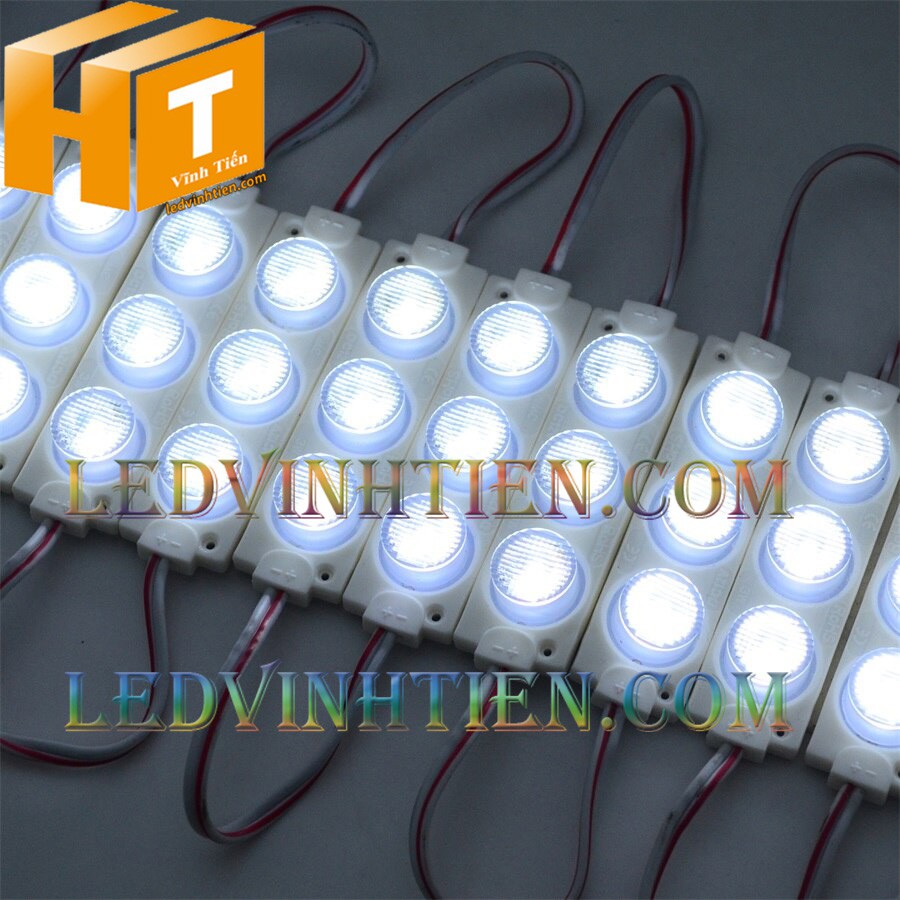 Led hắt, led module 3 bóng 3030 ánh sáng trắng 3W dùng điện DC12v, giá rẻ, có thấu kính, ledvinhtien.com