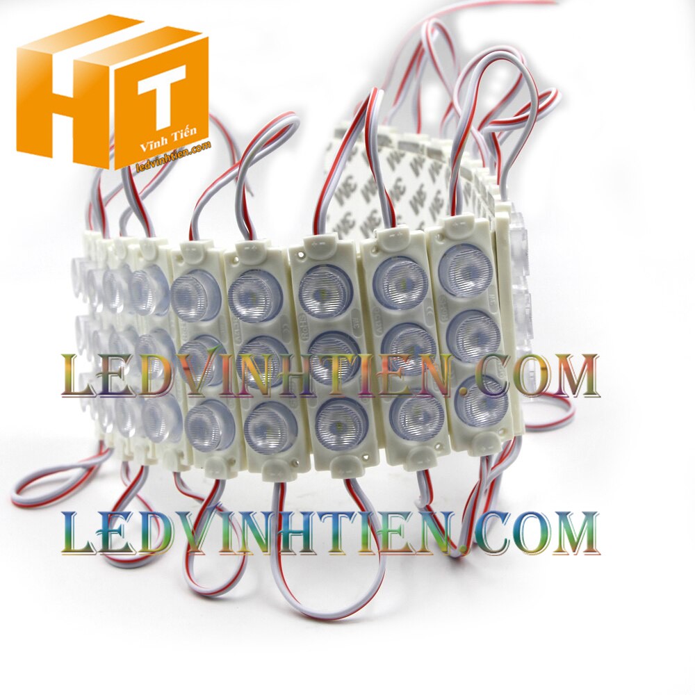 Led hắt, led module 3 bóng 3030 ánh sáng trắng 3W dùng điện DC12v, giá rẻ, có thấu kính, ledvinhtien.com