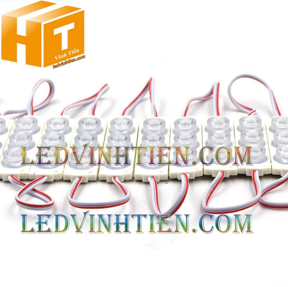 Led hắt, led module 3 bóng 3030 ánh sáng vàng 3W dùng điện DC12v, giá rẻ, có thấu kính, ledvinhtien.com