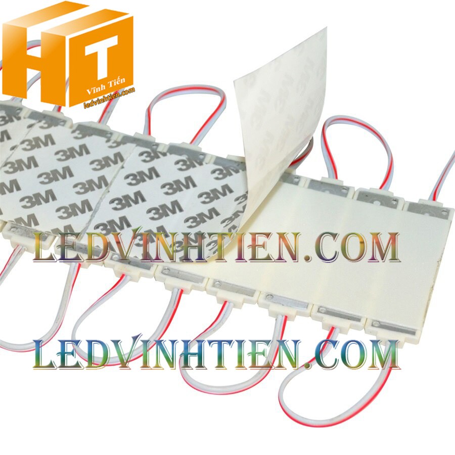 Led hắt, led module 3 bóng 3030 ánh sáng xanh dương 3W dùng điện DC12v, giá rẻ, có thấu kính, ledvinhtien.com