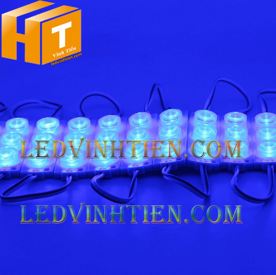 Led hắt, led module 3 bóng 3030 ánh sáng xanh lá 3W dùng điện DC12v, giá rẻ, có thấu kính, ledvinhtien.com