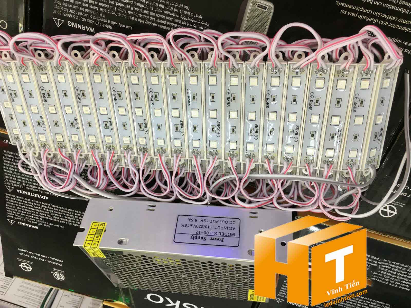 Led module 3 bóng 12V 5054màu hồng loại tốt, giá rẻ, siêu sáng, samsung dùng hắt chử quảng cáo