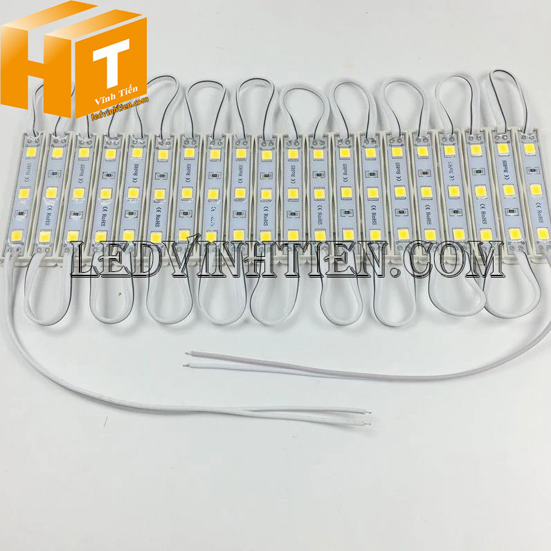 Phân phối sỉ Led module 12V 3 bóng 5054 warm white loại tốt, giá rẻ, siêu sáng, samsung, dùng ngoài trời, hắt bảng hiệu hộp đèn quảng cáo, viền chử, ledvinhtien.com