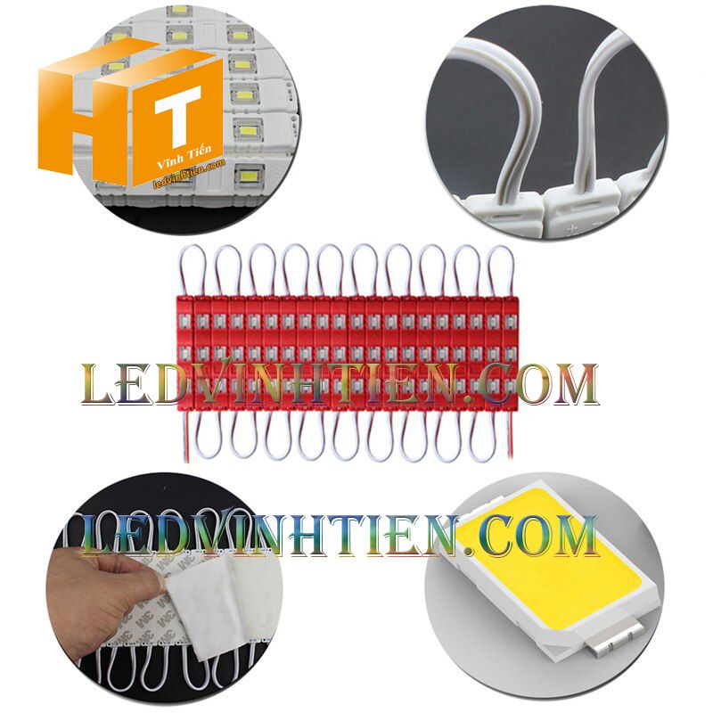 Led hắt, led module 3 bóng 5730 ánh sáng màu đỏ, giá rẻ, có thấu kính, ledvinhtien.com