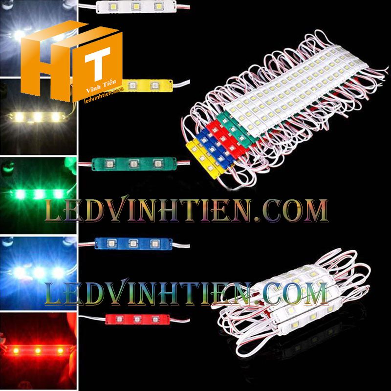 Led hắt, led module 3 bóng 5730 ánh sáng màu đỏ, giá rẻ, có thấu kính, ledvinhtien.com