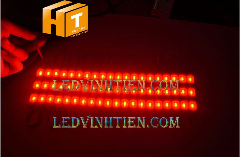 Led hắt, led module 3 bóng 5730 ánh sáng màu đỏ, giá rẻ, có thấu kính, ledvinhtien.com