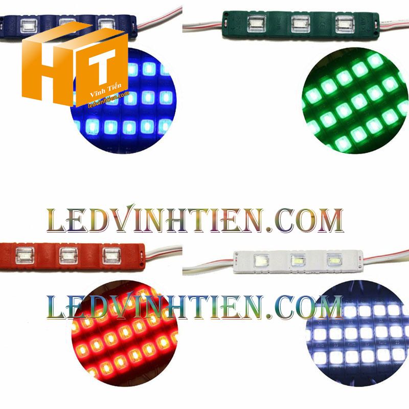 Led hắt, led module 3 bóng 5730 ánh sáng màu đỏ, giá rẻ, có thấu kính, ledvinhtien.com