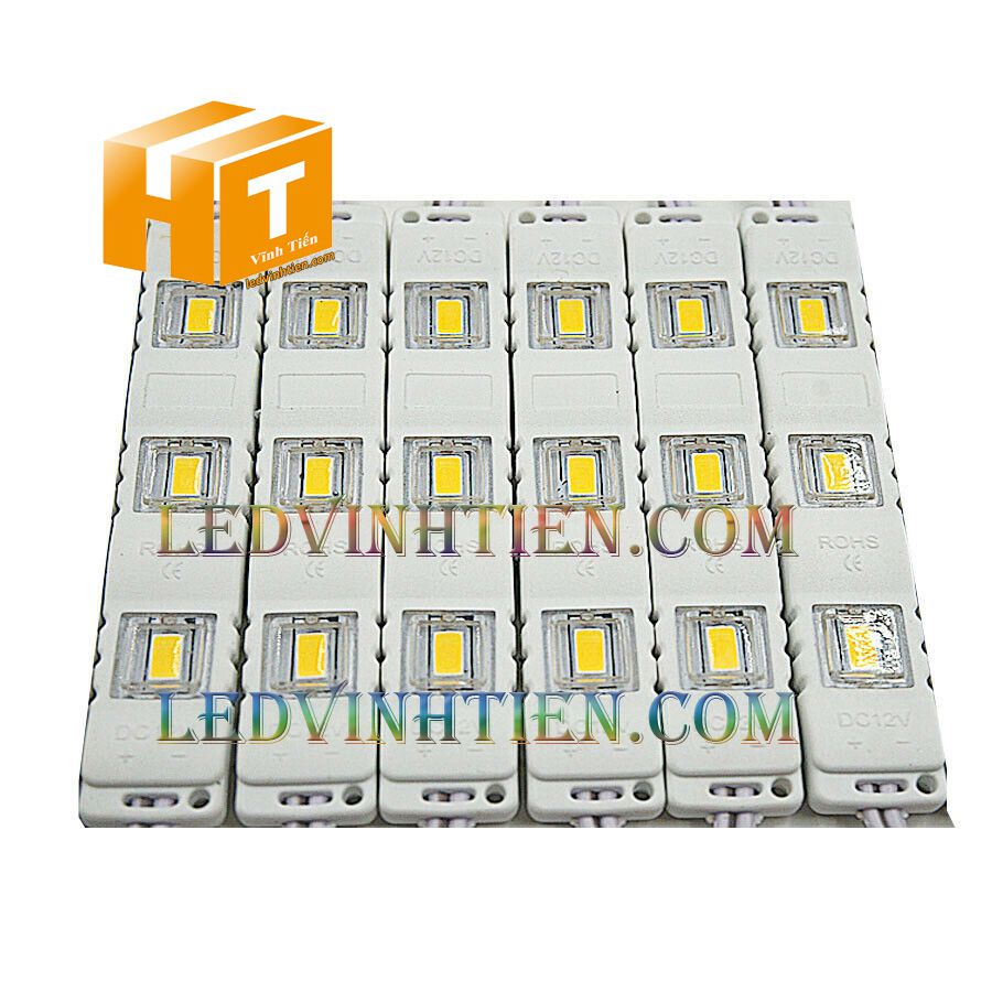 Led hắt, led module 3 bóng 5730 ánh sáng màu trắng, giá rẻ, có thấu kính, ledvinhtien.com