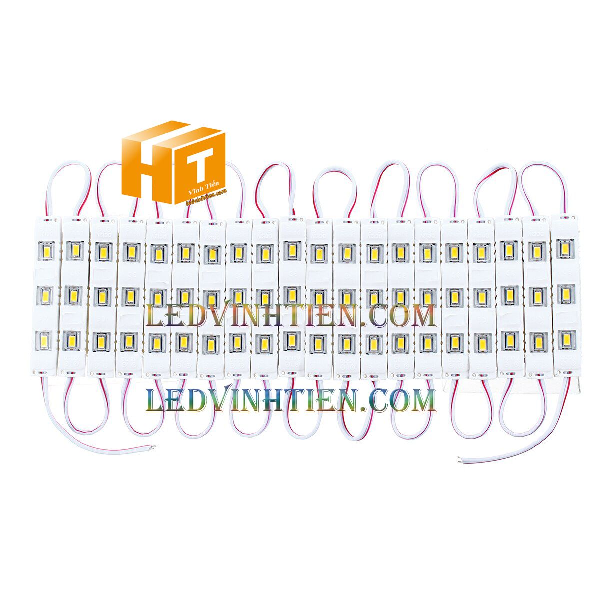 Led hắt, led module 3 bóng 5730 xanh dương, giá rẻ, có thấu kính, siêu sáng, dùng ngoài trời, ledvinhtien.com