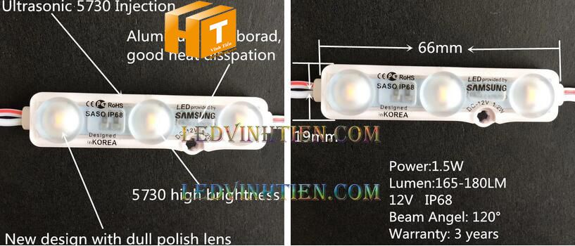 Đèn Led hắt 3 bóng SaSo samsung, hàn quốc 1.5W, ánh sáng màu đỏ, giá rẻ, ledvinhtien.com