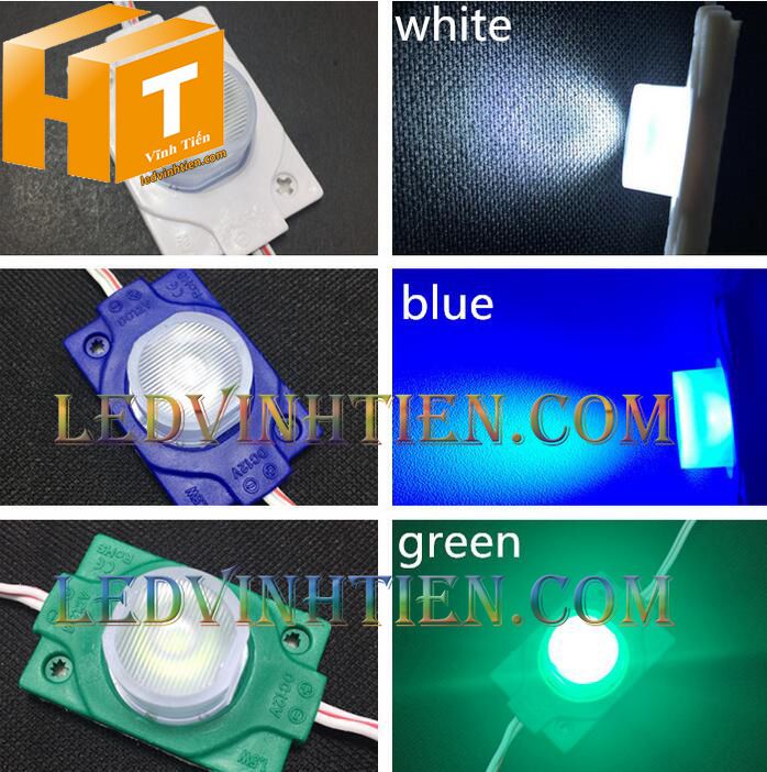 Led hắt, led module 3030 ánh sáng RGB, bảy màu 1.5W dùng điện DC12v, giá rẻ, có thấu kính, ledvinhtien.com