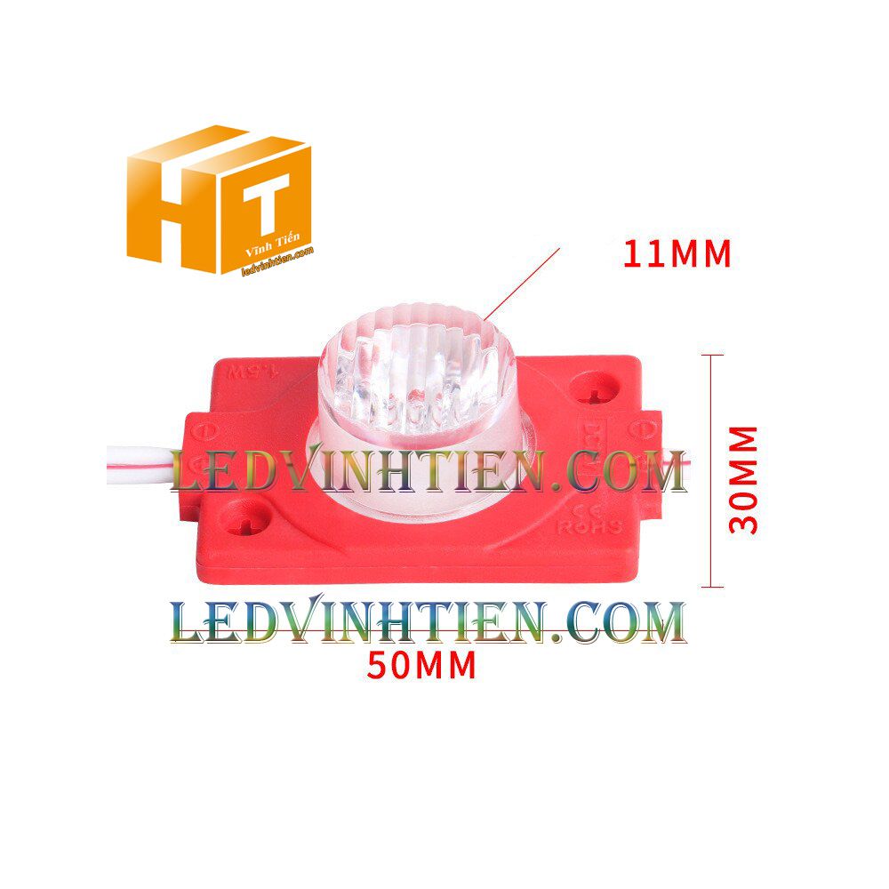 Led hắt, led module 3030 ánh sáng màu đỏ 1.5W dùng điện DC12v, giá rẻ, có thấu kính, ledvinhtien.com