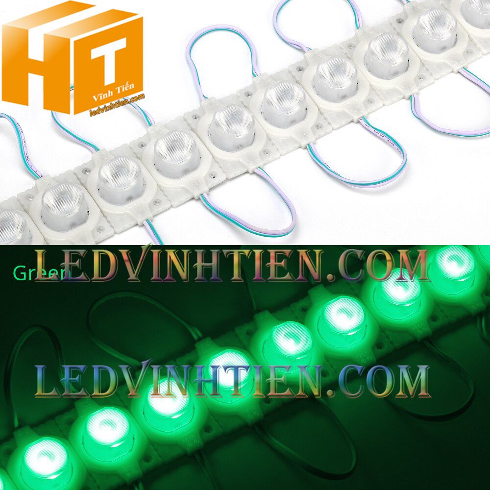 Led hắt, led module 3030 ánh sáng xanh lá 1.5W dùng điện DC12v, giá rẻ, có thấu kính, ledvinhtien.com