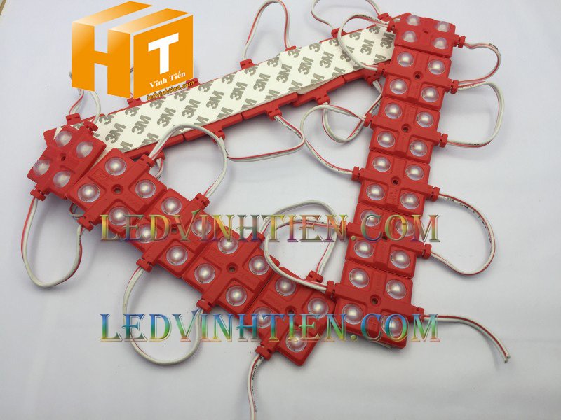 Led hắt, led module 4 bóng samsung màu đỏ, giá rẻ, có thấu kính lúp, ledvinhtien.com