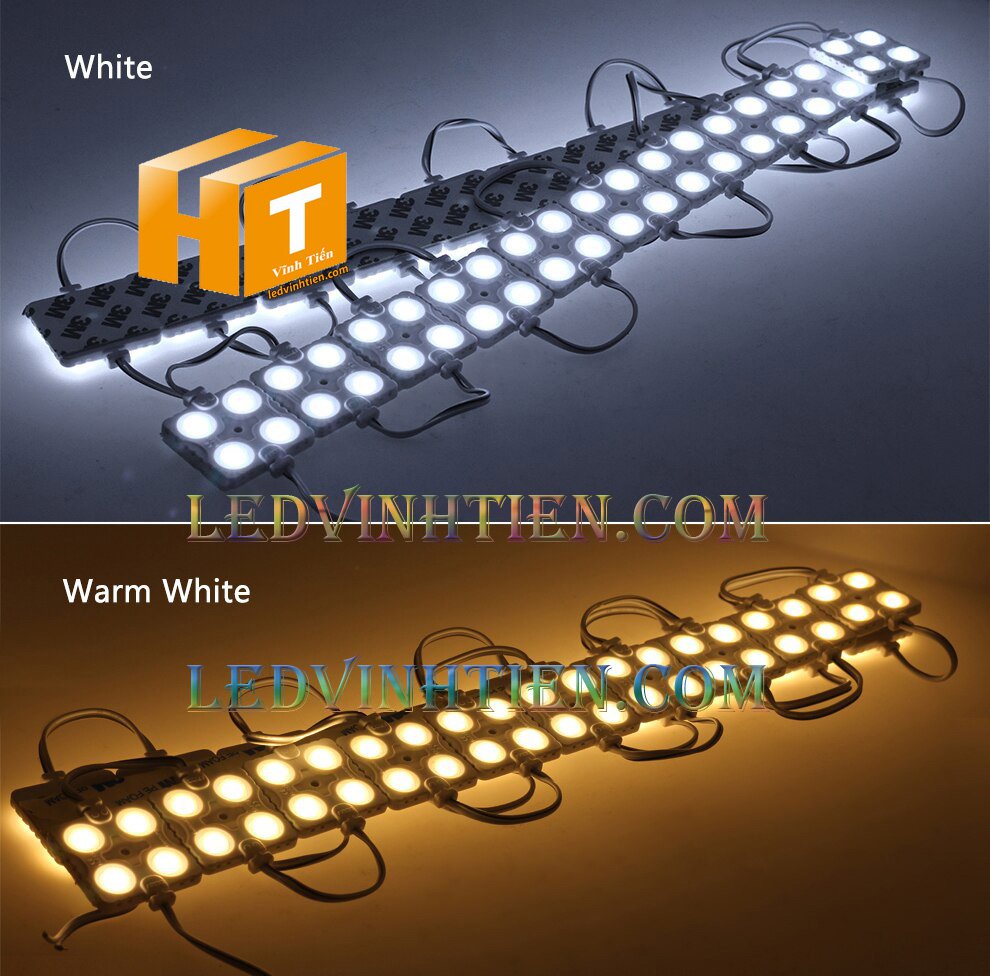 Led hắt, led module 4 bóng samsung màu vàng, giá rẻ, có thấu kính lúp, ledvinhtien.com