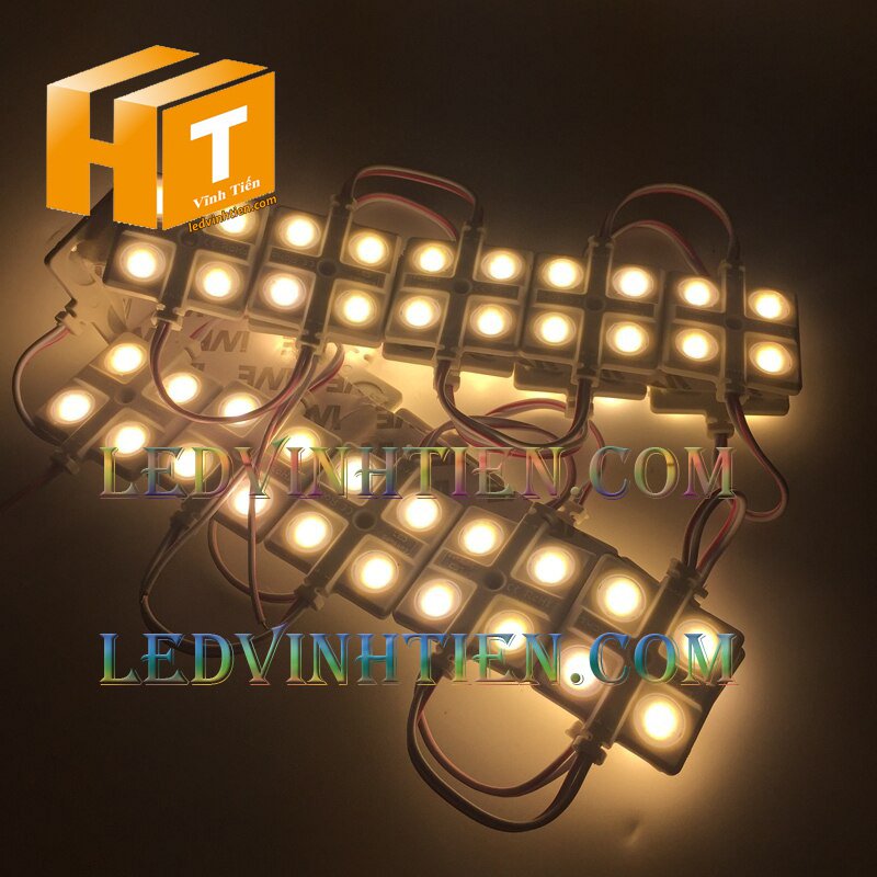 Led hắt, led module 4 bóng samsung màu vàng, giá rẻ, có thấu kính lúp, ledvinhtien.com