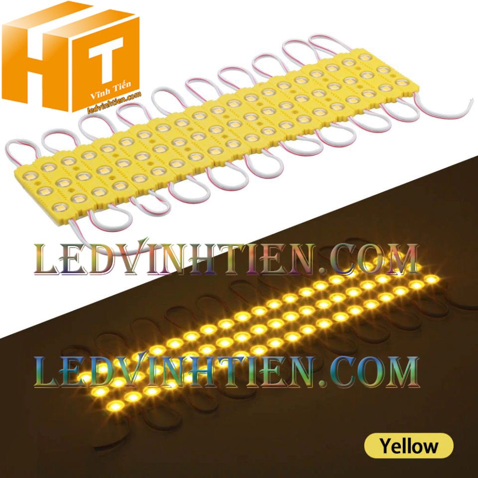 Led hắt, led module 4 bóng samsung màu vàng, giá rẻ, có thấu kính lúp, ledvinhtien.com