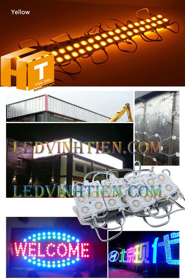 Led hắt, led module 4 bóng samsung màu xanh dương, giá rẻ, có thấu kính lúp, ledvinhtien.com