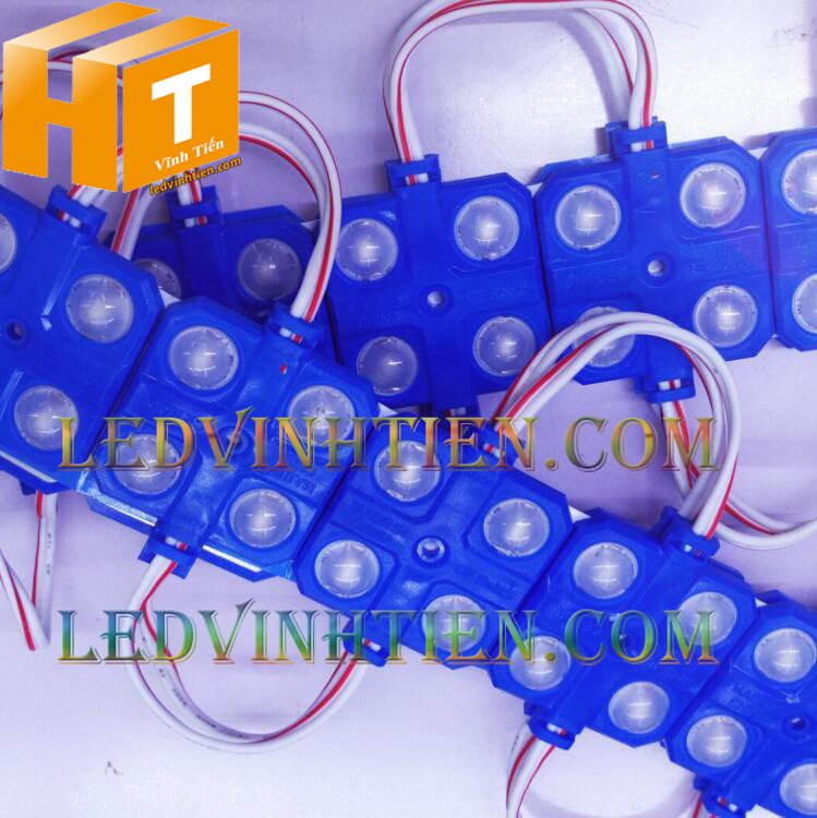 Led hắt, led module 4 bóng samsung màu xanh dương, giá rẻ, có thấu kính lúp, ledvinhtien.com