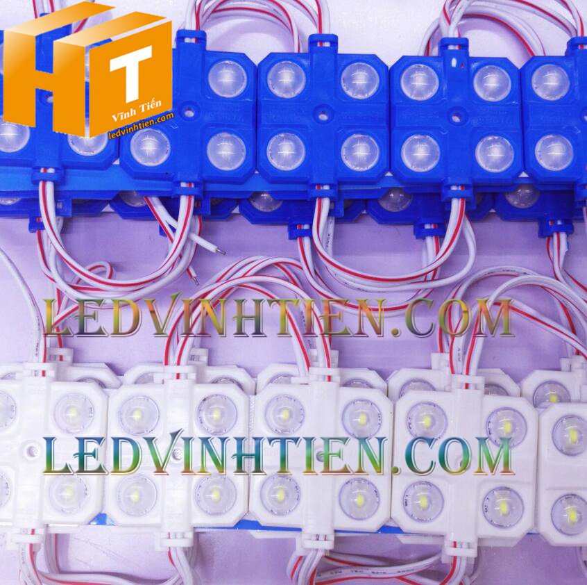 Led hắt, led module 4 bóng samsung màu xanh dương, giá rẻ, có thấu kính lúp, ledvinhtien.com