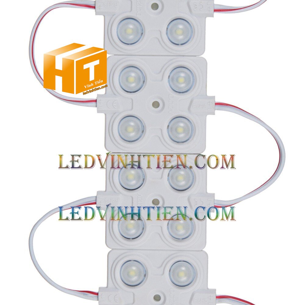 Led hắt, led module 4 bóng samsung màu xanh dương, giá rẻ, có thấu kính lúp, ledvinhtien.com