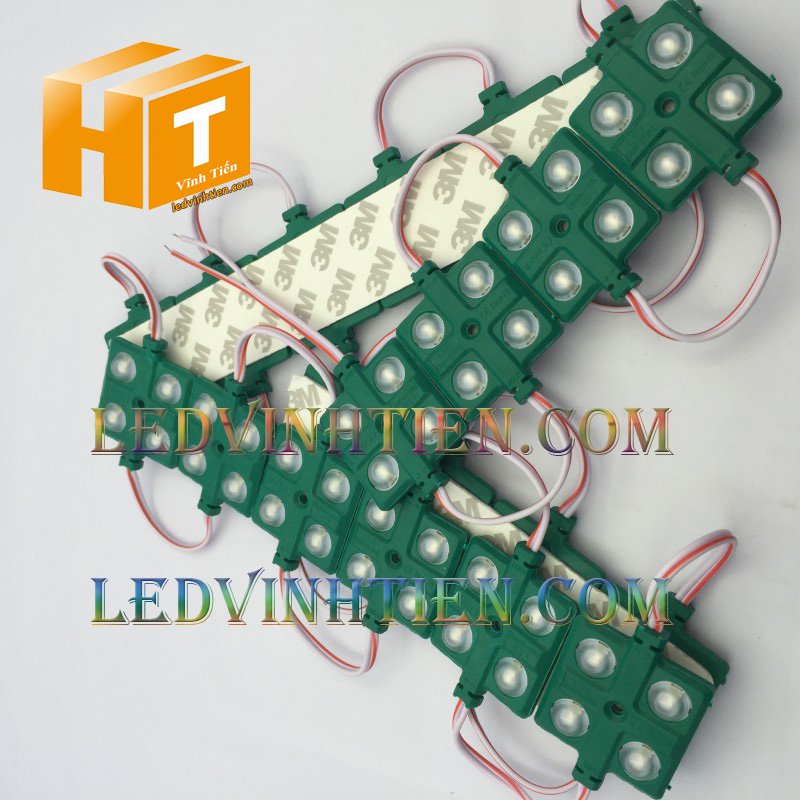 Led hắt, led module 4 bóng samsung màu xanh lá, giá rẻ, có thấu kính lúp, ledvinhtien.com