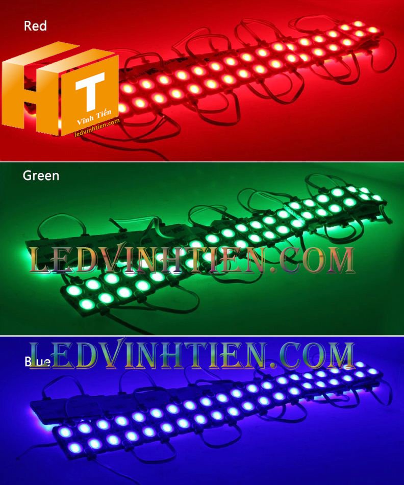 Led hắt, led module 4 bóng samsung màu xanh lá, giá rẻ, có thấu kính lúp, ledvinhtien.com