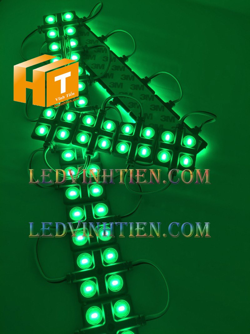 Led hắt, led module 4 bóng samsung màu xanh lá, giá rẻ, có thấu kính lúp, ledvinhtien.com