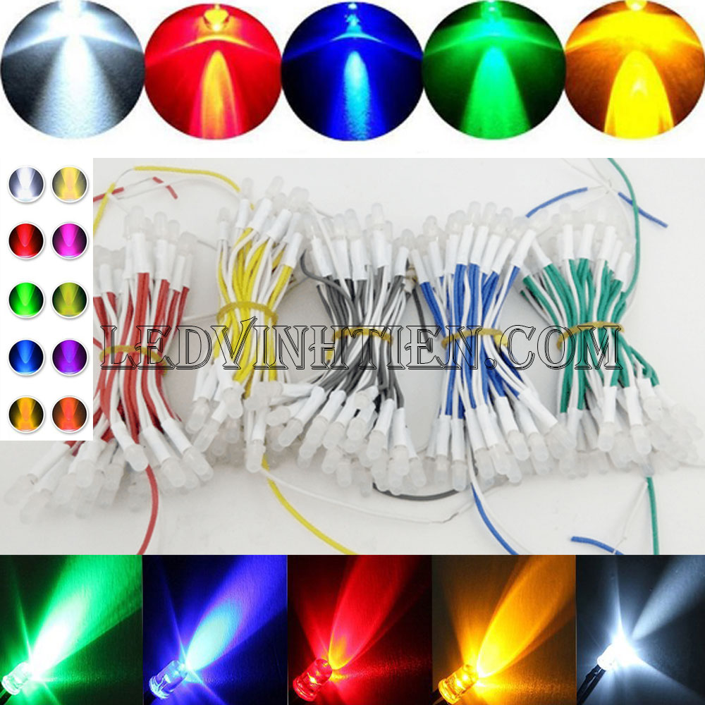 Led liền dây màu đỏ, Led ruồi màu đỏ 5V 5mm, F5 loại tốt, giá rẻ, siêu sáng, chiếu sáng ngoài trời, ledvinhtien.com