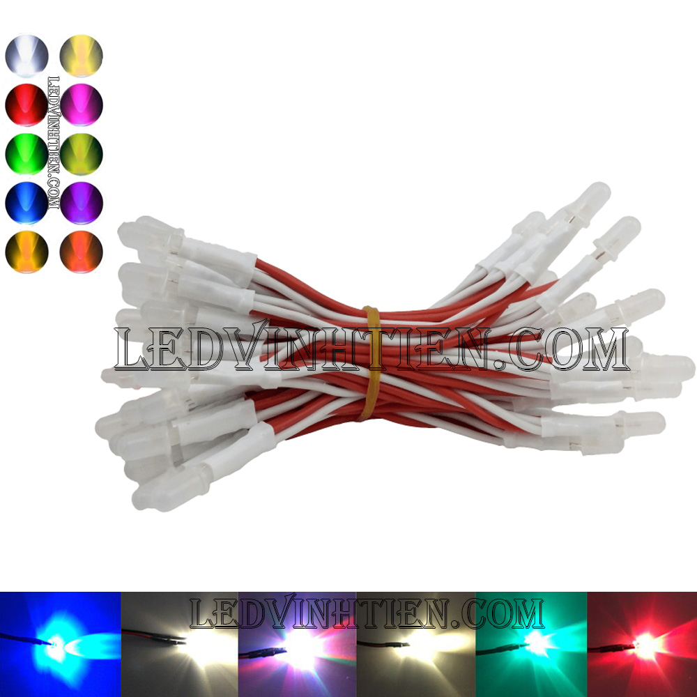 Led liền dây màu đỏ, Led ruồi màu đỏ 5V 5mm, F5 loại tốt, giá rẻ, siêu sáng, chiếu sáng ngoài trời, ledvinhtien.com