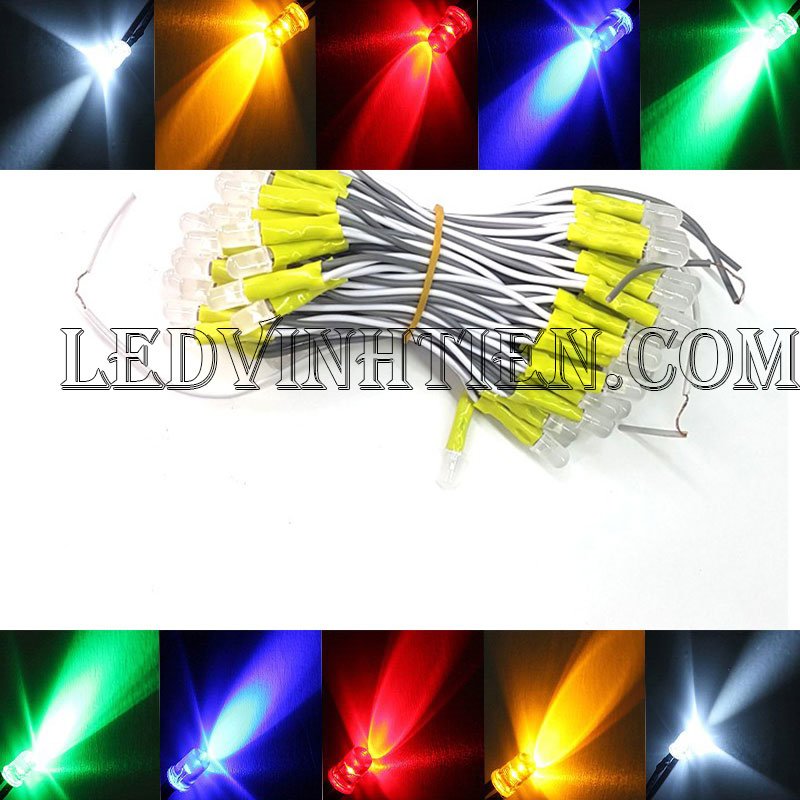 Led liền dây màu đỏ, Led ruồi màu đỏ 5V 5mm, F5 loại tốt, giá rẻ, siêu sáng, chiếu sáng ngoài trời, ledvinhtien.com