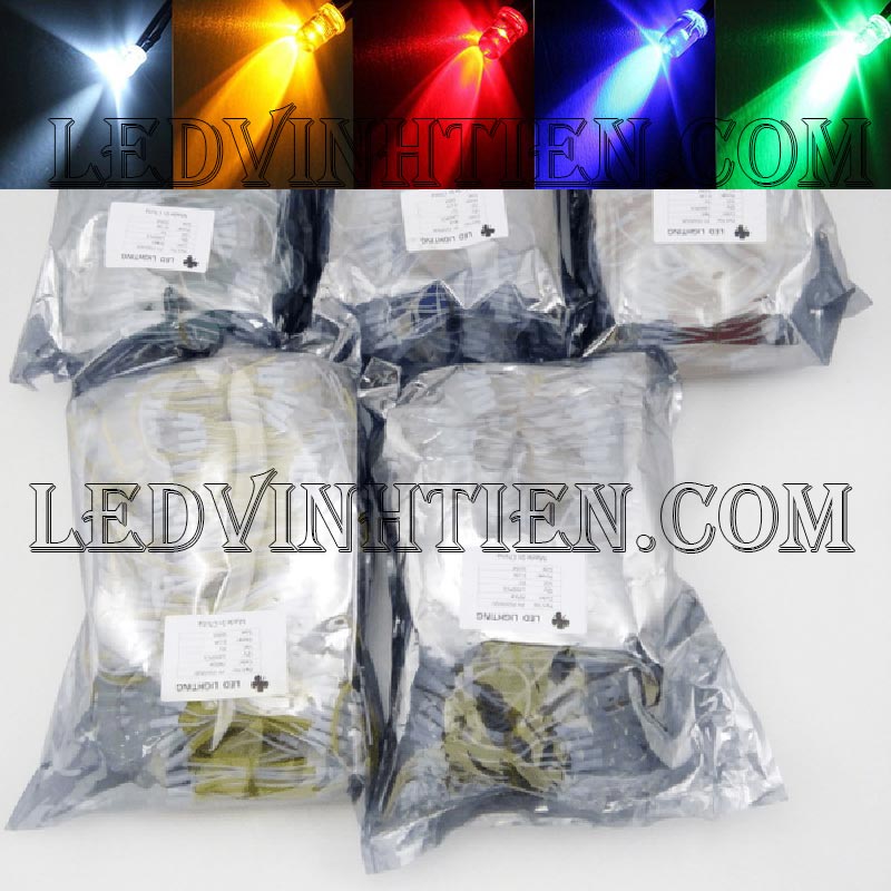 Led liền dây màu đỏ, Led ruồi màu đỏ 5V 5mm, F5 loại tốt, giá rẻ, siêu sáng, chiếu sáng ngoài trời, ledvinhtien.com