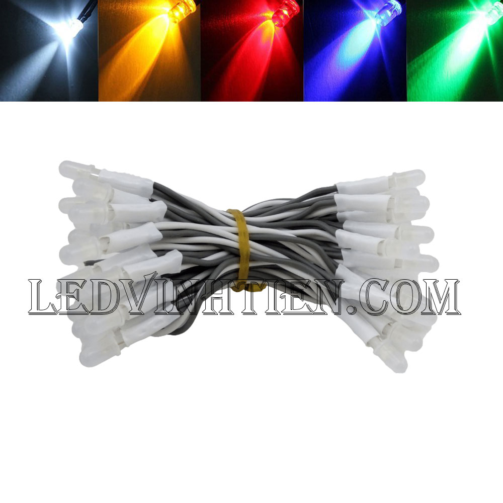 Led liền dây màu đỏ, Led ruồi màu đỏ 5V 5mm, F5 loại tốt, giá rẻ, siêu sáng, chiếu sáng ngoài trời, ledvinhtien.com