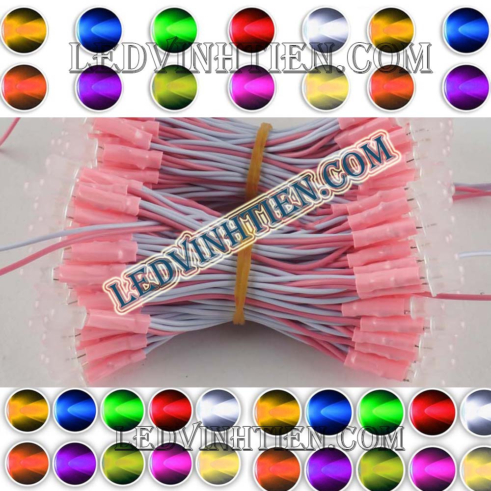 Led liền dây, Led ruồi màu hồng 5V 5mm, F5 loại tốt, giá rẻ, siêu sáng, chiếu sáng ngoài trời, ledvinhtien.com