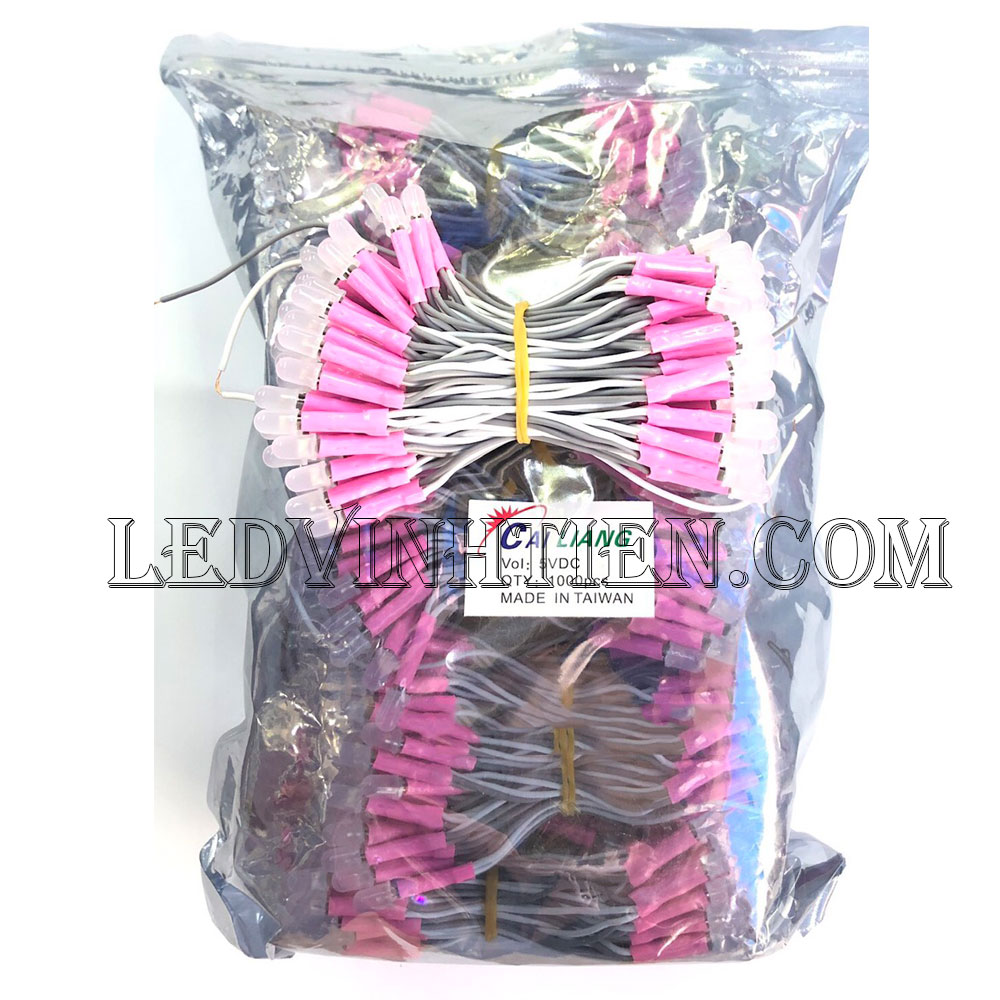 Led liền dây, Led ruồi màu hồng 5V 5mm, F5 loại tốt, giá rẻ, siêu sáng, chiếu sáng ngoài trời, ledvinhtien.com
