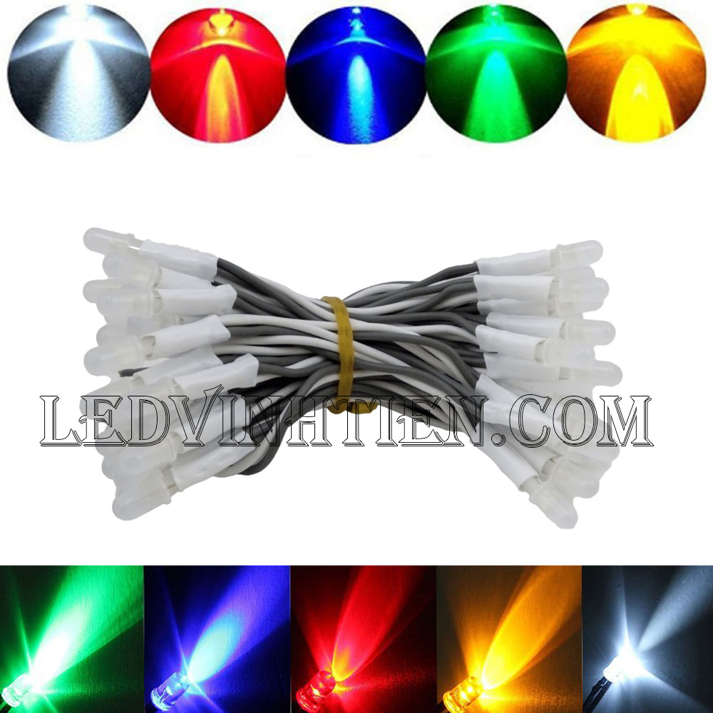 Led liền dây màu xanh dương, Led ruồi 5V 5mm, F5 loại tốt, giá rẻ, siêu sáng, chiếu sáng ngoài trời, ledvinhtien.com