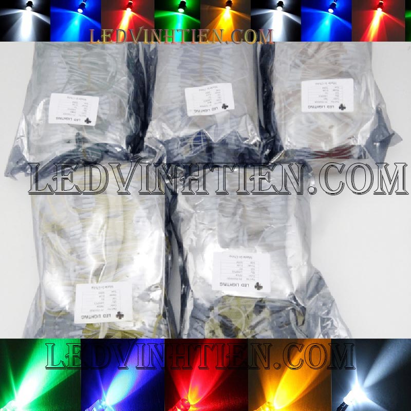Led liền dây màu xanh dương, Led ruồi 5V 5mm, F5 loại tốt, giá rẻ, siêu sáng, chiếu sáng ngoài trời, ledvinhtien.com