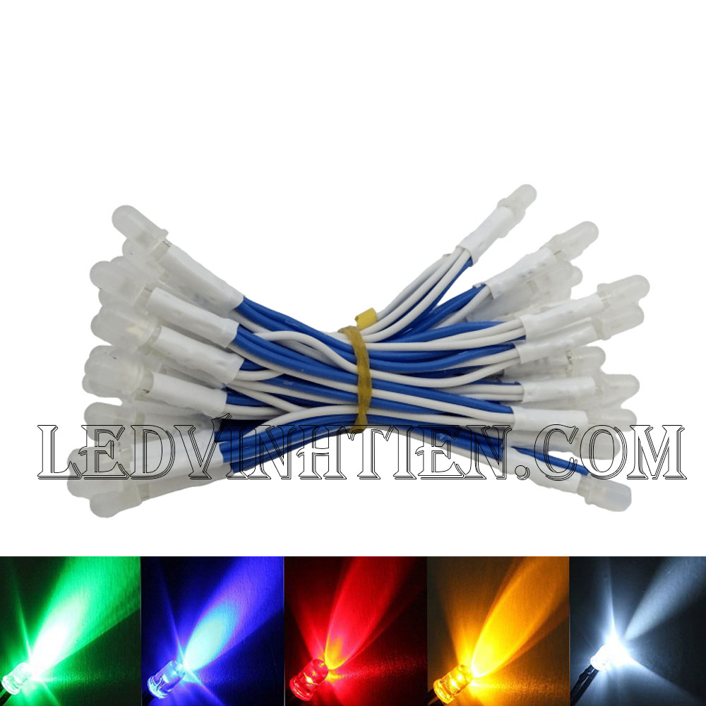 Led liền dây màu xanh dương, Led ruồi 5V 5mm, F5 loại tốt, giá rẻ, siêu sáng, chiếu sáng ngoài trời, ledvinhtien.com