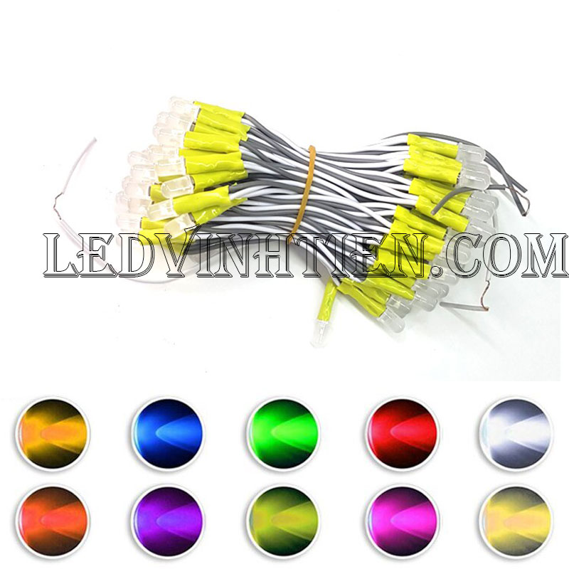 Led liền dây màu xanh dương, Led ruồi 5V 5mm, F5 loại tốt, giá rẻ, siêu sáng, chiếu sáng ngoài trời, ledvinhtien.com