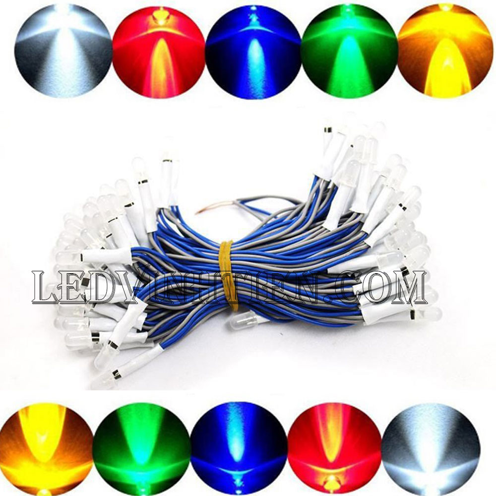 Led liền dây màu xanh dương, Led ruồi 5V 5mm, F5 loại tốt, giá rẻ, siêu sáng, chiếu sáng ngoài trời, ledvinhtien.com