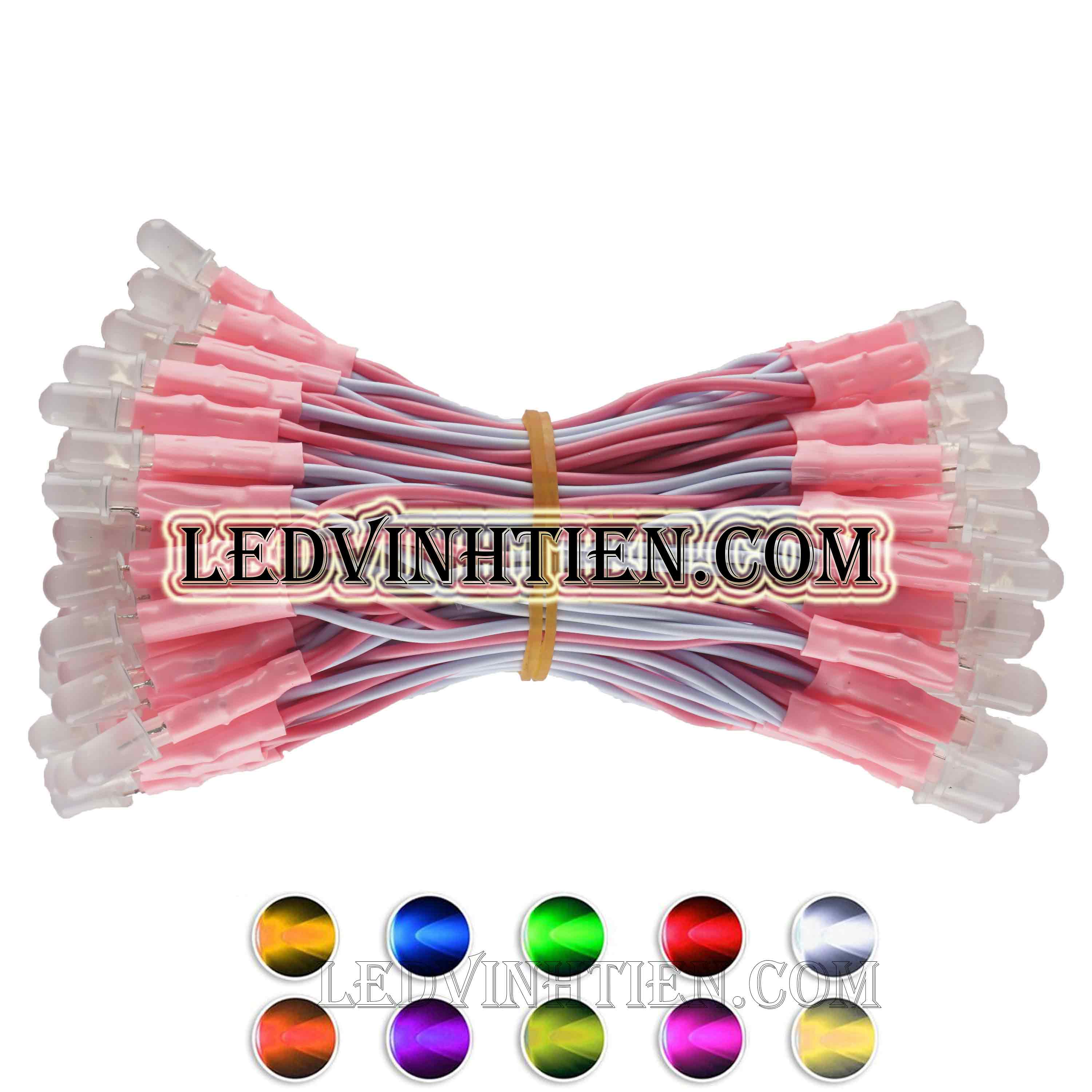 Led liền dây màu xanh lá, Led ruồi 5V 5mm, F5 loại tốt, giá rẻ, siêu sáng, chiếu sáng ngoài trời, ledvinhtien.com